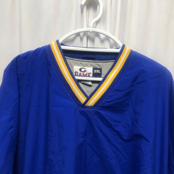 Game Sportswear Pullover Jacket Mens Size 3XL Blue Yellow Lined Windbreaker - Picture 2 of 7
